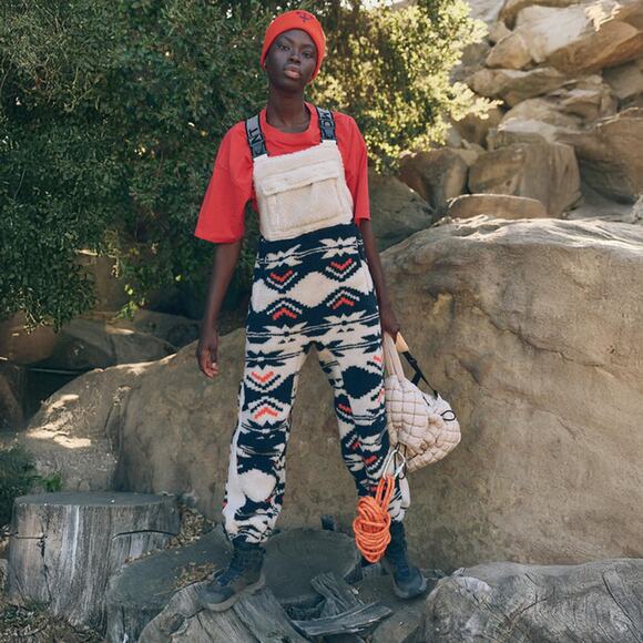 NWT FP Movement Printed Hit The Slopes Salopette Black Fairisle Combo Size Small - Picture 10 of 13